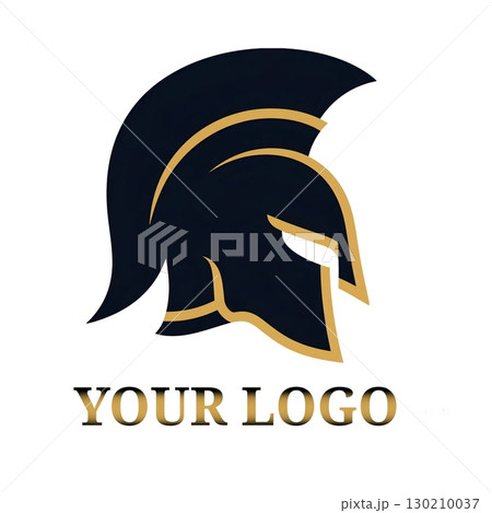 Elegant Spartan Helmet Logo Design with Gold Trim for Business and Branding 130210037