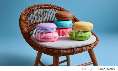 Wicker chair with colorful as cushions 130210205