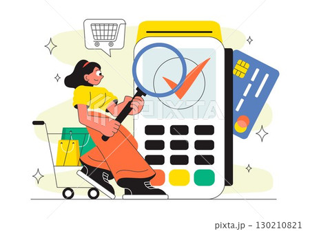 Cashless Society Payment Vector Illustration featuring Mobile Transactions, Digital Payments, Credit Card Machine, and Encryption in a Background Cashless Society Payment Vector Illustration featuring Mobile Transactions, Digital Payments, Credit Card Machine, and Encryption in a Background 130210821