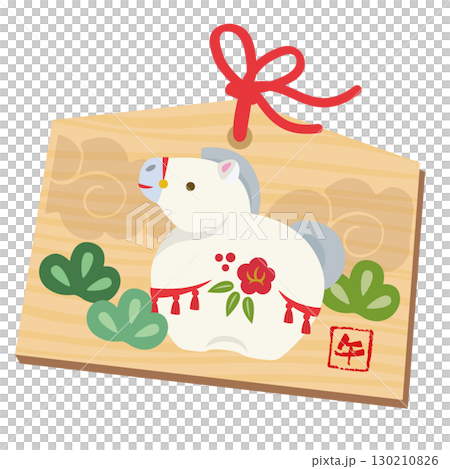 一張可愛的奉獻牌,上面畫著一匹白馬,是馬年的生肖裝飾。 一張可愛的奉獻牌,上面畫著一匹白馬,是馬年的生肖裝飾。 130210826