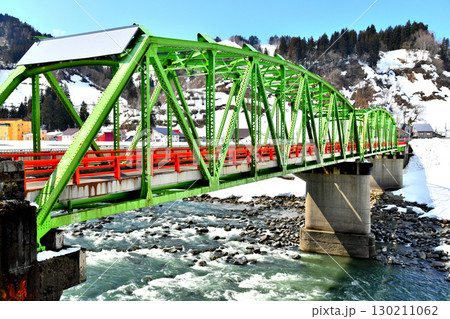 信濃川橋／信濃川 津南駅方面を望む(新潟県津南町)【2025.3】 130211062