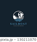 Sail boat logo water lines hipster design minimalist template illustration 130211070