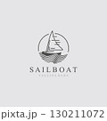 Sail boat logo water lines hipster design minimalist template illustration 130211072