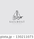 Sail boat logo water lines hipster design minimalist template illustration 130211073