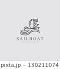 Sail boat logo water lines hipster design minimalist template illustration 130211074