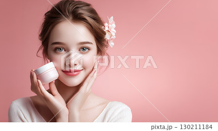 young woman with a cup of coffee 130211184