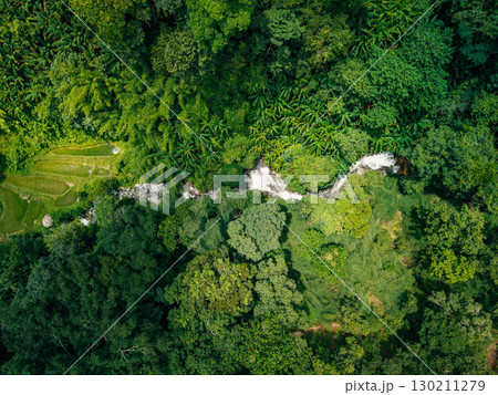 Natural waterfalls, aerial view, watersheds and environmental conservation 130211279