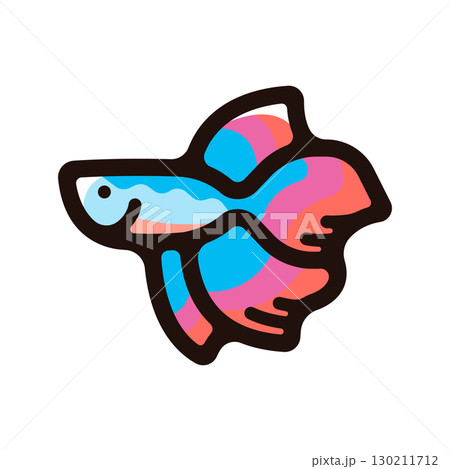 ベタのイラストアイコン（熱帯魚・アクアリウム・動物素材） 130211712