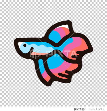 ベタのイラストアイコン（熱帯魚・アクアリウム・動物素材） 130211712