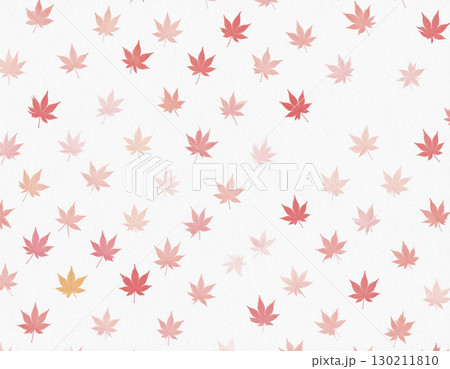和紙のテクスチャのイメージ素材　白背景に赤色の葉 130211810