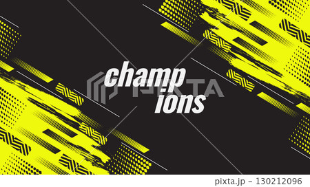 Black and Yellow Sport Background Design with Grunge Brush Strokes and Halftone Style. Suitable for Event Banner or Poster Design 130212096
