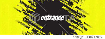 Dynamic Black and Yellow Banner Template Design with Geometric Shapes and Grunge Brush Strokes. Sport Banner or Poster Design Dynamic Black and Yellow Banner Template Design with Geometric Shapes and Grunge Brush Strokes. Sport Banner or Poster Design 130212097