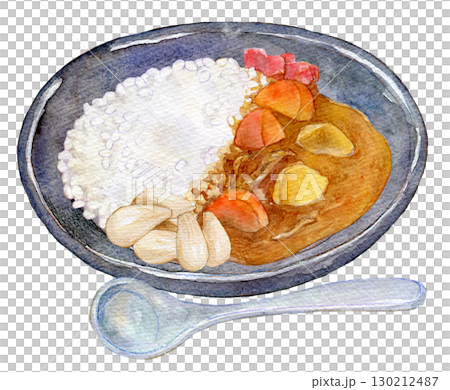 Watercolor illustration, hand-drawn illustration, Mom's curry rice Watercolor illustration, hand-drawn illustration, Mom's curry rice 130212487