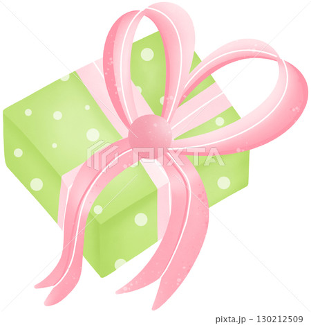 Green gift box with bow tie in the shape of a heart Green gift box with bow tie in the shape of a heart 130212509