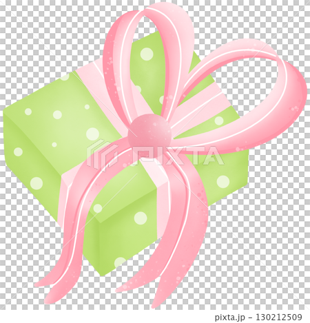 Green gift box with bow tie in the shape of a heart Green gift box with bow tie in the shape of a heart 130212509