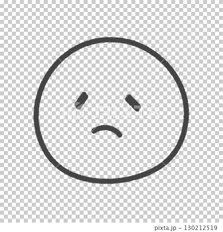 Black handwritten emoji with a gloomy face - Image of negative emotions such as disappointment and dejected expression Black handwritten emoji with a gloomy face - Image of negative emotions such as disappointment and dejected expression 130212519