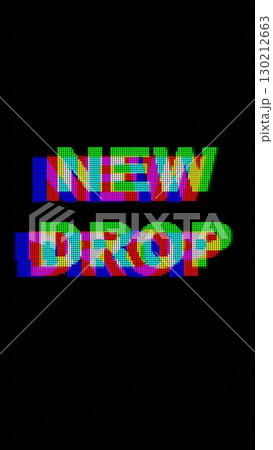 Vibrant Glitch Art Text in Retro 90s Style with Neon Colors 130212663