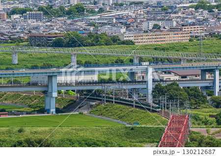 男山展望台からの景観　京滋バイパス　京阪電車　京都府八幡市 130212687