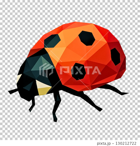 低多邊形風格瓢蟲插畫 130212722