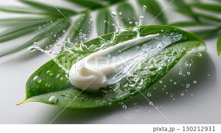 fresh aloe vera on leaf fresh aloe vera on leaf 130212931