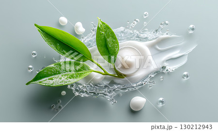 facial mask from leaves with water drops 130212943