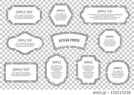 Frame, dashed line, line, simple, illustration, vector, variation, horizontal, decoration, ornament, banner 130213236