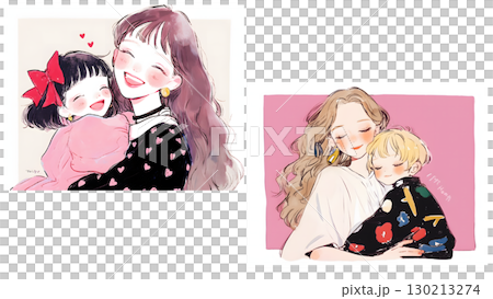Mother and child hugging parent-child illustration 130213274