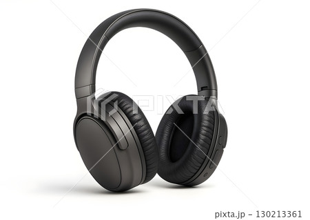 Sleek black wireless headphones with cushioned ear pads, designed for immersive audio experiences. 130213361