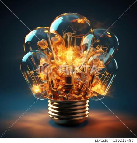 Glowing Light Bulbs with Ideas, Innovation, and Concept. (3) 130213480
