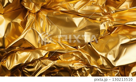 Gold Foil Texture with Crumpled Metallic Background. 130213510
