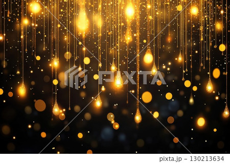 Golden Light Rain with Luxury Background, and Sparkle. 130213634