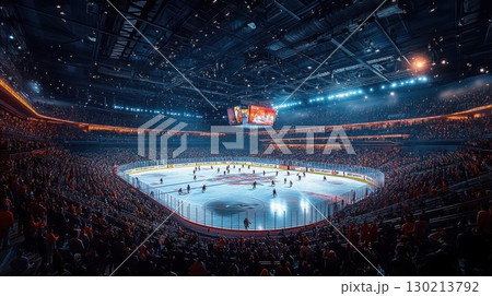 Hockey Arena Crowd Game Night Stadium. 130213792