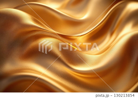 Luxury Gold Silk Fabric Waves Texture Background. 130213854