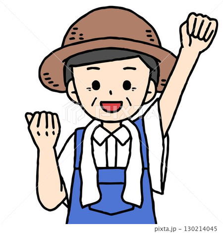 農家の男性がガッツポーズをしている 130214045