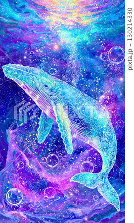 虹色の泡ときらめく光に包まれたクジラ2 虹色の泡ときらめく光に包まれたクジラ2 130214330