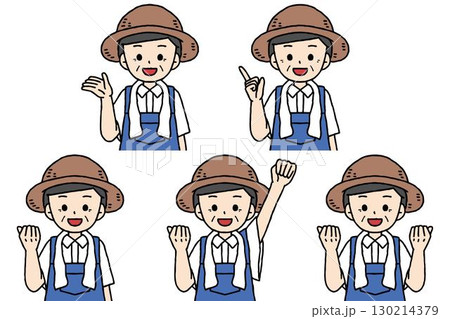 農家の男性のポーズセット 130214379