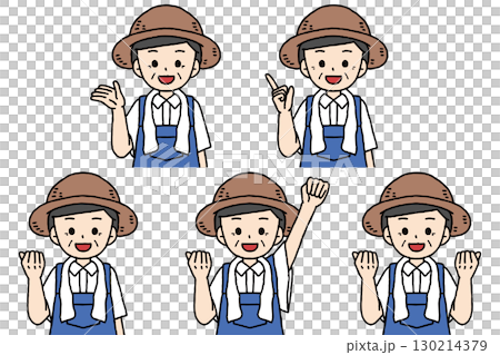 農家の男性のポーズセット 130214379