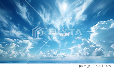 藍色の空と柔らかい積雲 130214389