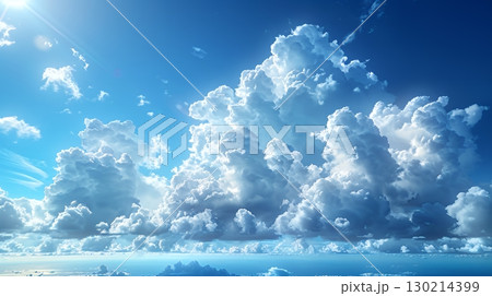 藍色の空と柔らかい積雲