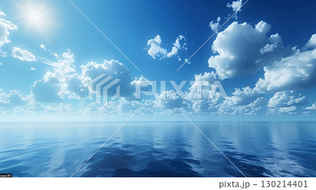 藍色の空と柔らかい積雲