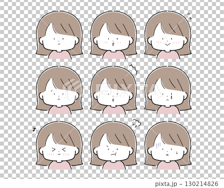 Young girl facial expression set 130214826