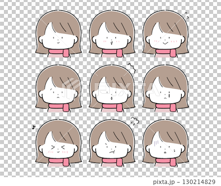 年輕女孩臉部表情套裝（秋季/冬季） 130214829