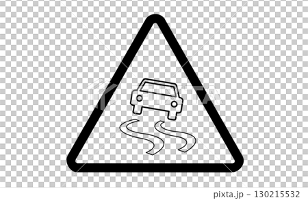 Slippery road, curve caution sign illustration icon Slippery road, curve caution sign illustration icon 130215532