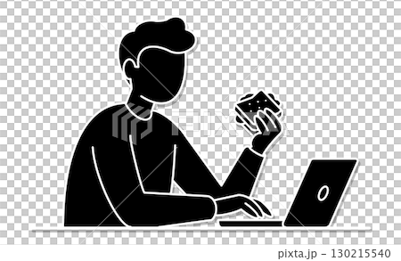 A man eating while working on a computer, A man eating while working on a computer, 130215540