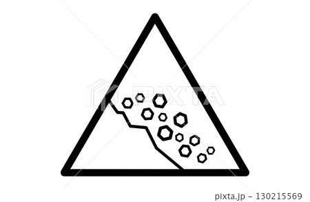 落石注意の警告標識イラストアイコン 130215569