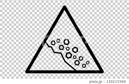 Falling rocks warning sign illustration icon 130215569