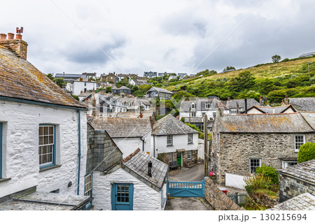 Port Isaac Rooftops and Hillside Cottages. Elevated Village View, Cornwall, England 130215694