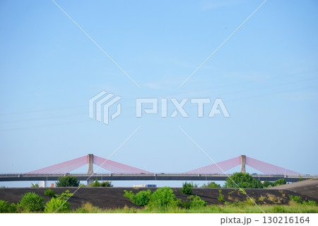 堤防越しに見る赤とんぼ橋 130216164