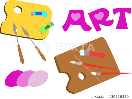 パレットとパレットナイフのイラスト 130216320