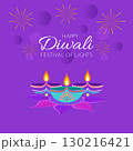 Diwali celebration card with lamps diyas 130216421